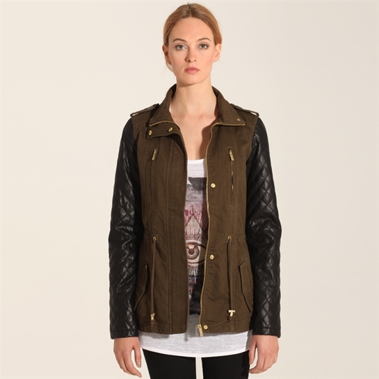 Parka marrone con maniche in pella nera Pimkie autunno inverno 2013 2014