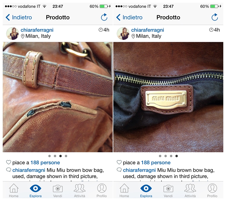 Chiara Ferragni vende borsa rotta su Depop